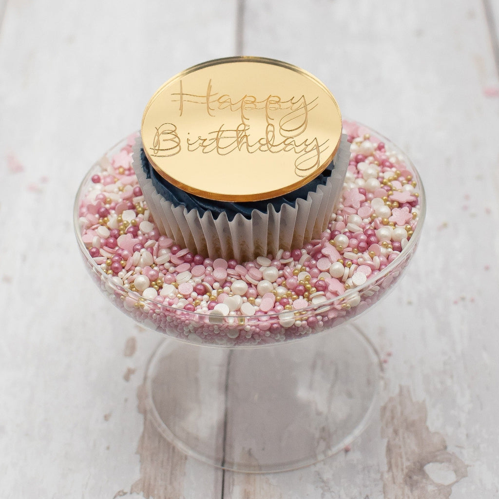 Personalised Acrylic Engraved Disc Custom Acrylic Disc Cupcake Disc Cake  Disc Birthday Disc Gold Silver Rose Gold 